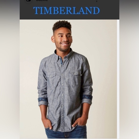 TIMBERLAND MUMFORD RIVER CAMO CHAMBRAY SHIRT Men’s XL excellent condition - Picture 3 of 7